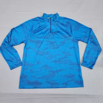 Old Navy Active Mens XL Blue Camo 1/4 Zip Pullover Mock Neck Lightweight Shirt - Front