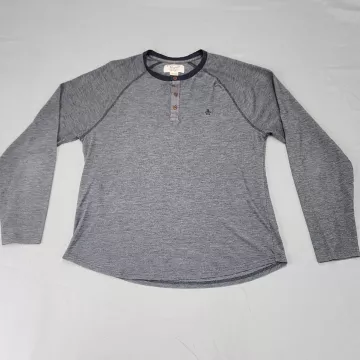 Original Penguin Mens XL Gray Heathered Long Sleeve Henley Shirt Embroidered Logo - Front