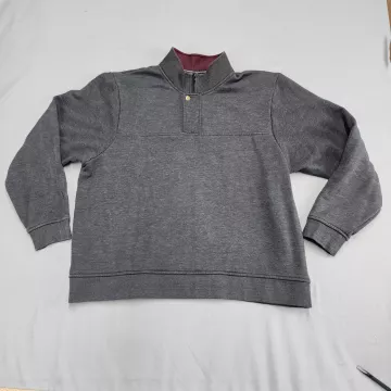 Orvis Mens XXL Gray Quarter Snap Pullover Sweatshirt Mock Neck Cotton Blend - Front