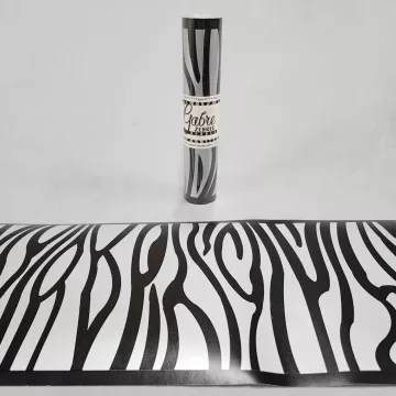 PaperIt Zebra Animal Print Black Silver Wallpaper Border New Prepasted - Main