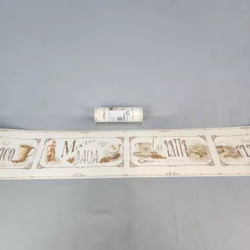 Patton Coffee Cafe Beige Wallpaper Border New Prepasted Vinyl Kitchen - Main