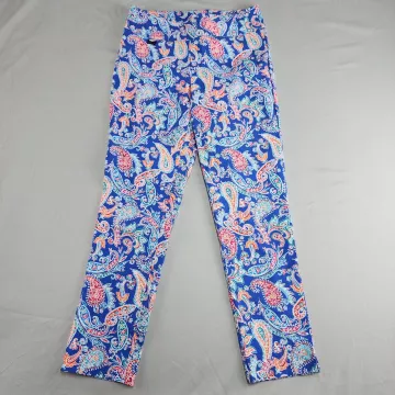 peck&peck Women's 10 Straight Leg Pants W32 L29 Multicolor Paisley Pull-on Stret - Front