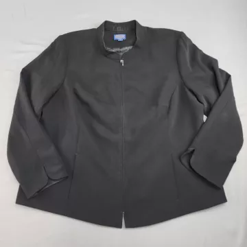 PENDLETON Black Collarless Full Zip Jacket Women's Plus Size 20W Blazer - Front