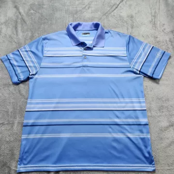 PGA TOUR Polo Shirt Men's XXL Light Blue Striped Golf Moisture Wicking Performance - Front