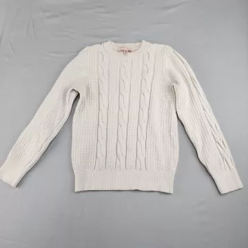 philosophy REPUBLIC CLOTHING Women's L Cream Cable Knit Pullover Sweater - Front