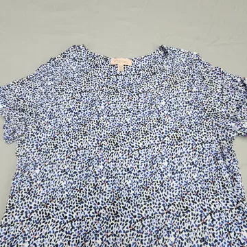 Philosophy Women's Plus Size 2X Blue Multicolor Floral Short Sleeve Blouse Top - Main
