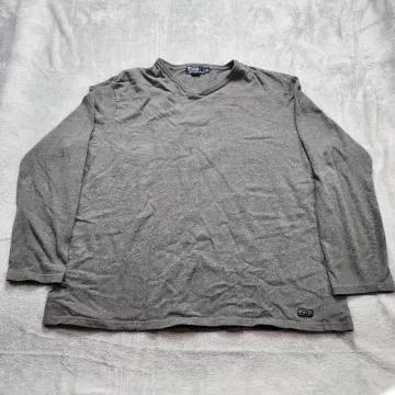 Polo Ralph Lauren Long Sleeve T-Shirt Mens XXL Heather Gray V-Neck Cotton Tee - Front
