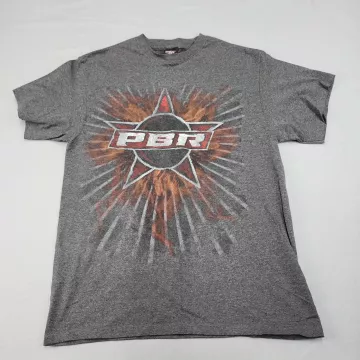 Professional Bull Riders PBR Graphic T-Shirt Men's L Heather Gray Cotton Blend - Front