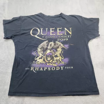 Queen + Adam Lambert 2019 Rhapsody Tour Double Sided T-Shirt Mens L - Front