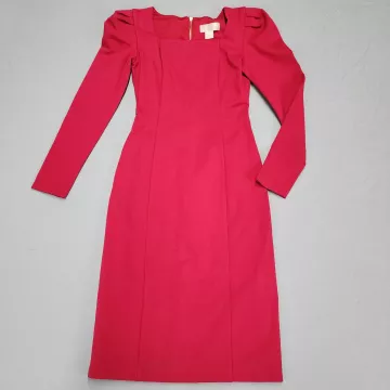 Rachel Parcell Womens XXS Red Sheath Dress Puff Sleeve Square Neck Stretch - Main
