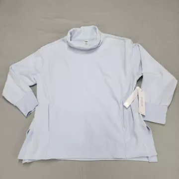 RBX Womens XL Light Blue Cowl Neck Pullover Long Sleeve Fleece Top with Pockets - Front