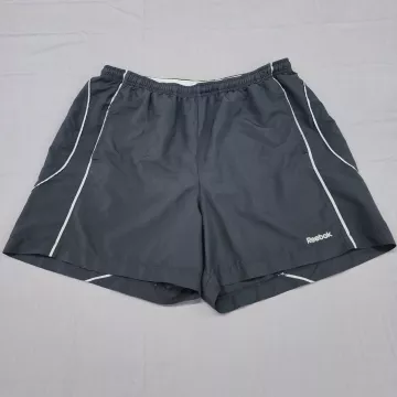 Reebok Mens L Black Athletic Shorts PlayDry Lined 5 Inseam Gym Training - Front