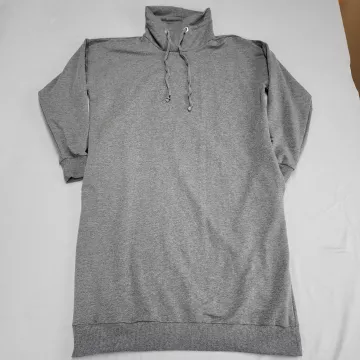 Refka Basic Women's Size M Gray Turtleneck Sweater Dress Drawstring Long Sleeve - Front