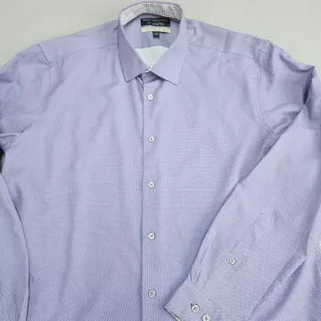 Report Collection X4 Stretch Button Up Shirt Mens Large Purple Slim Fit - Main