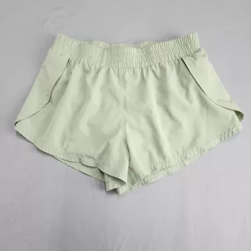 REVIVAL Women's M Light Green Running Shorts 27W Pockets Split Hem - Front