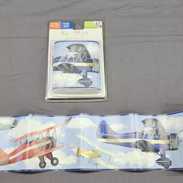 RoomMates Vintage Airplane Blue Wallpaper Border New Peel and Stick - Main