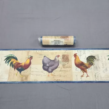 Rosedale Country Rooster Wallpaper Border Prepasted Vinyl Textured New Sealed - Main