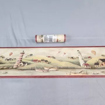 Rosedale Nautical Scenic Lighthouse Wallpaper Border Pre-pasted Vinyl New - Main