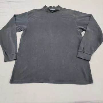 Roundtree and Yorke Mens M Black Mock Neck Long Sleeve Shirt Solid Knit - Front