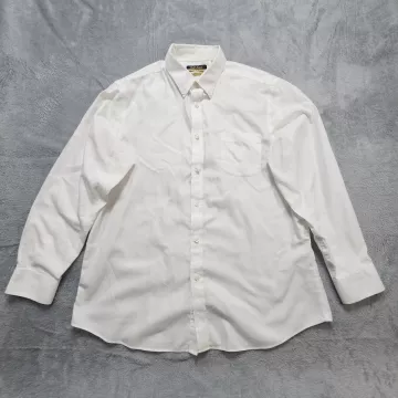 Roundtree & Yorke Gold Label Dress Shirt Men's XL White Trim Fit Non-Iron Cotton - Front