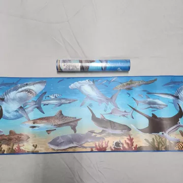 Sanitas Nautical Shark Blue Wallpaper Border New Prepasted Washable - Main