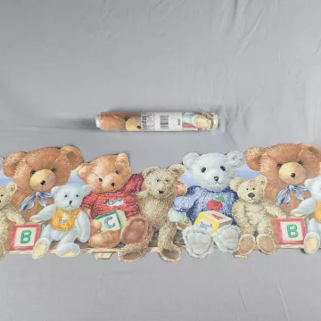 Sanitas Teddy Bear ABC Kids Nursery Wallpaper Border Prepasted Vinyl New - Main