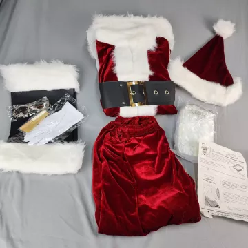 Santa's Best Santa Claus Suit Costume Adjustable Jacket, Pants, Hat, Beard, Belt - Main