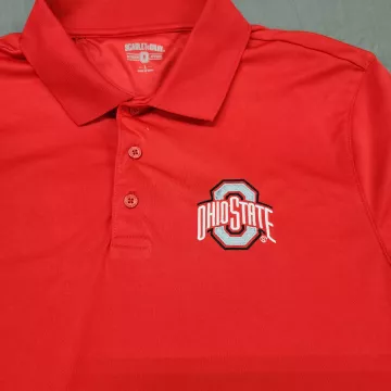 Scarlet Gray Ohio State Buckeyes Polo Shirt Mens L Red Short Sleeve Golf NCAA - Main