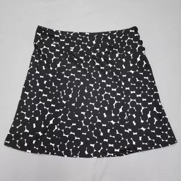 Scott Taylor Womens Plus 20W Skirt Black White Polka Dot A-Line Stretch Button