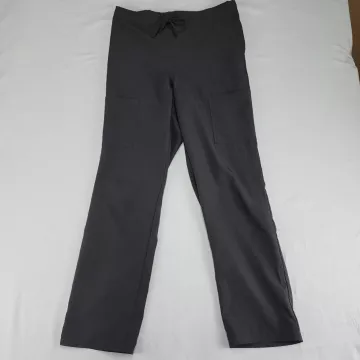 SCRUBSTAR Women M Black Cargo Scrub Pants Mid Rise Drawstring Elastic W34 L30 - Front