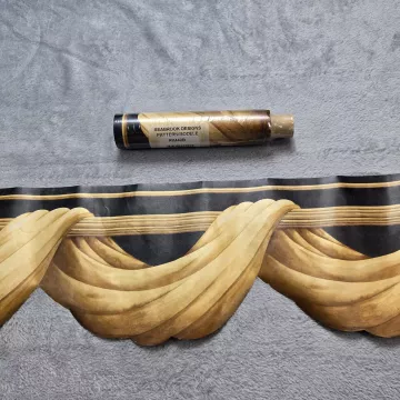 Seabrook Designs Black Gold Swag Wallpaper Border New Pre-pasted Vinyl - Main