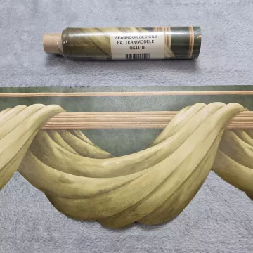 Seabrook Designs Swag Green Gold Wallpaper Border New Sealed Prepasted Vinyl - Main