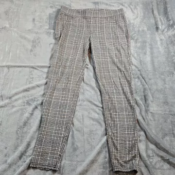 Seven7 Pull On Leggings Pants Women's L Large Plaid Glen Check Skinny Stretch - Front