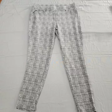 Seven7 Womens L Black White Glen Plaid Mid Rise Stretch Leggings Jeggings - Front