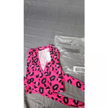 Shavonne Dorsey Womens 3X Pink Leopard Print Kimono Wrap Robe Belted NWT - Main