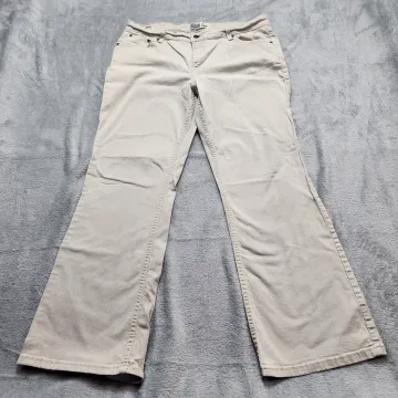 Signature Levi Strauss Jeans Womens 16 Beige Khaki Bootcut Low Rise Stretch - Front