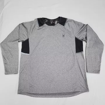 Spyder Active Long Sleeve T-Shirt Men's Large Gray Athletic Stretch Crew Neck