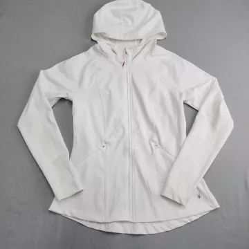 Spyder Active Track Jacket Womens M White Full Zip Hooded Stretch Running - Front