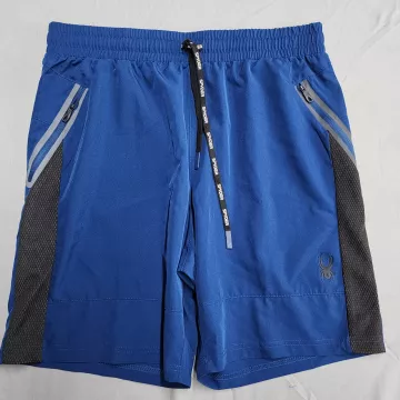 Spyder Men's Athletic Shorts Size M Blue Stretch Mesh Zip Pockets 8.5 Inseam - Front