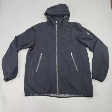 Spyder Men's Size L Black Nylon Full Zip Hooded Windbreaker Lightweight Jacket - Front