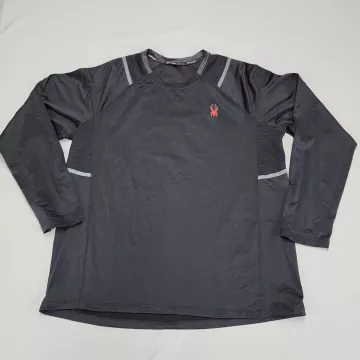 Spyder Mens Size L Black Long Sleeve Activewear T-Shirt Crew Neck Reflective