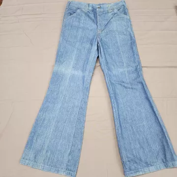 Stephens Vintage 1970s Flared Jeans Mens 31x30 Blue Denim High Rise Bell Bottom - Front