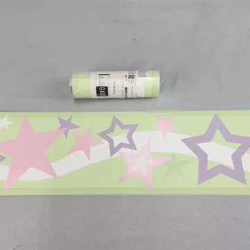 Sure Strip Pastel Star Green Pink Wallpaper Border New Sealed Prepasted - Main