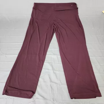 Susan Graver Essentials Plus 2X Red Wide Leg Pull On Pants Stretch High Rise - Front