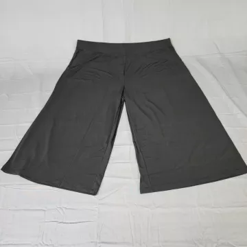 Susan Graver Liquid Knit Wide Leg Cropped Pants Womens 2X Black High Rise - Front