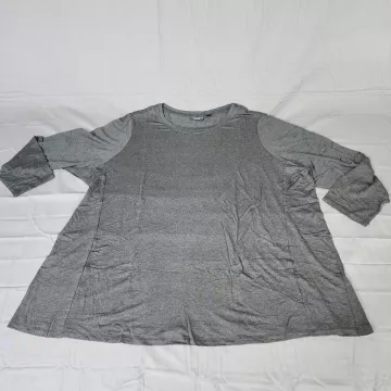 Susan Graver Weekend Womens 4X Tunic Top Heather Gray 3/4 Sleeve Stretch - Front