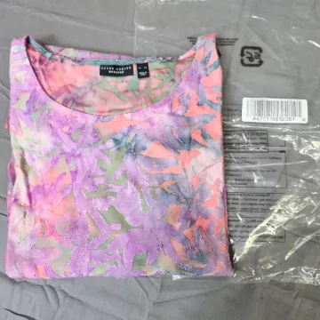Susan Graver Weekend Womens 5X Tunic Top Fuchsia Multi Abstract 3/4 Sleeve - Main