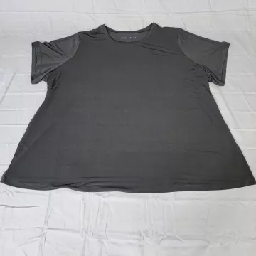 Susan Graver Womens Plus 4X Black Short Sleeve Crew Neck Knit T-Shirt NWT - Front