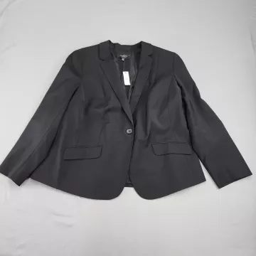 TALBOTS WOMAN PETITES Black Single-Breasted Blazer 18WP Petite Wool Blend - Front