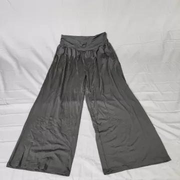TARSE Womens 2XL Black Wide Leg Palazzo Pants High Rise Crossover Waist Stretch - Front